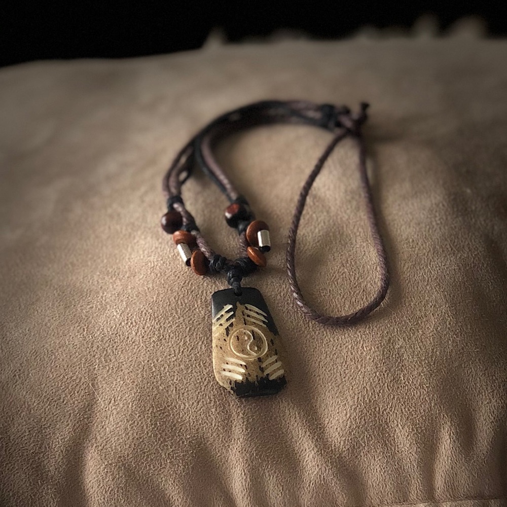 Handmade Yin Yang Rope Necklace Adjustable - Picture 2 of 5